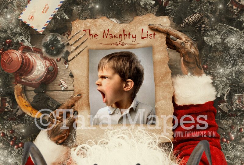 The Naughty List PNG - Krampus Holding List - Free Tutorial Link Below - Naughty List Frame Christmas Digital Backdrop by Tara Mapes The Naughty List PNG - Krampus Holding List - Free Tutorial Link Below - Naughty List Frame Christmas Digital Backdrop by Tara Mapes