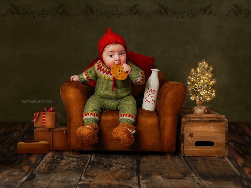 Christmas Digital Backdrop - Santa's Milk - Newborn Toddler Christmas Chair - Cozy Christmas Scene -   Newborn or Toddler Digital Background JPG by Tara Mapes