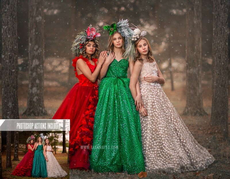 Couture Christmas Photoshop Tutorial-  Action Workflow Set Included -- Painterly Tutorial by Tara Mapes