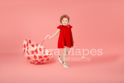 Valentine Umbrella on Pink Digital Backdrop - Heart Umbrella on Pink Backdrop - Valentine Digital Background JPG