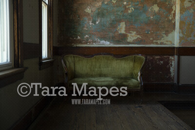Victorian Loveseat Grunge Background - Vintage Couch - Vintage Studio Digital Background Backdrop