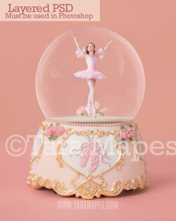 Valentine Ballerina Music Globe - Ballerina Globe - Ballerina Music box Globe - Dancer Digital Background / Backdrop