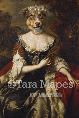 Royal Pet Portrait QUEEN Body PSD Template- Pet Painting Portrait Body 49 - Layered PSD  Digital Background Backdrop