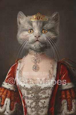 Royal Pet Portrait QUEEN Body PSD Template- Pet Painting Portrait Body 52 - Layered PSD  Digital Background Backdrop