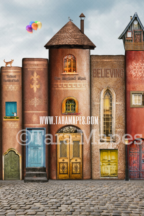 Book Town Digital Backdrop - World Book Day Book City- City of Books for Couples, Children, Engagement JPG file