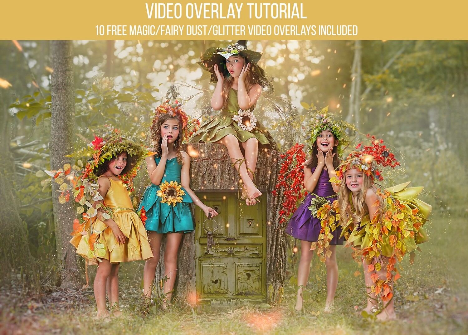 How to Add Video Overlays to your Images in Photoshop-  Ten Free Glitter Fairy Dust Video Overlays Included - Tutorial by Tara Mapes