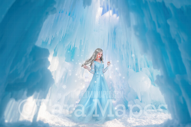 Ice Castle- Frozen Ice Castle - Ice Princess Castle - A Frozen House - Snowy Scene Digital Background Backdrop JPG FILE