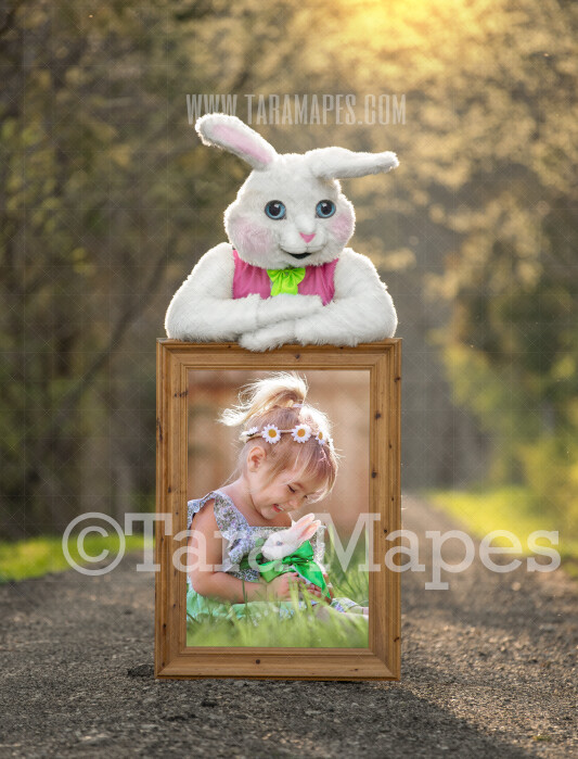 Easter Frame Bunny Frame - Easter Bunny Holding a Frame (file822) - Fun Easter Digital - Layered PSD file - Photoshop Digital Background / Backdrop