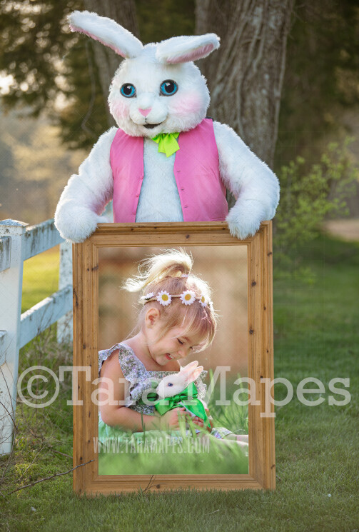 Easter Frame Bunny Frame - Easter Bunny Holding a Frame (file522) - Fun Easter Digital - Layered PSD file - Photoshop Digital Background / Backdrop