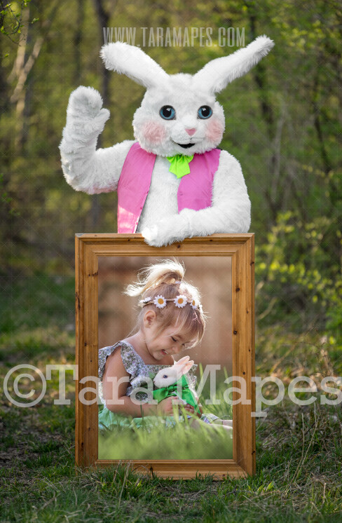 Easter Frame Bunny Frame - Easter Bunny Holding a Frame (file922) - Fun Easter Digital - Layered PSD file - Photoshop Digital Background / Backdrop