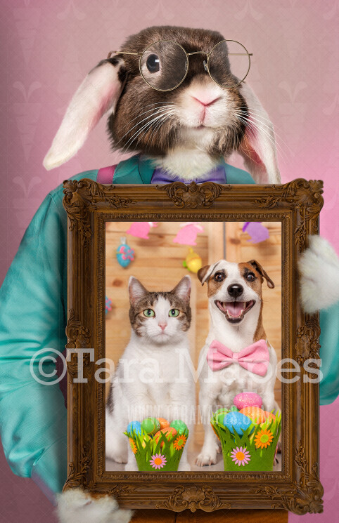 Easter Bunny Frame - Fine Art Easter Bunny - Easter Bunny Holding a Frame  - Fun Easter Digital - PNG file #2 - Photoshop Digital Background / Backdrop