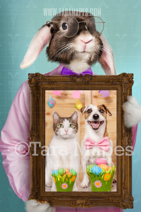 Easter Bunny Frame - Fine Art Easter Bunny - Easter Bunny Holding a Frame  - Fun Easter Digital - PNG file #3 - Photoshop Digital Background / Backdrop
