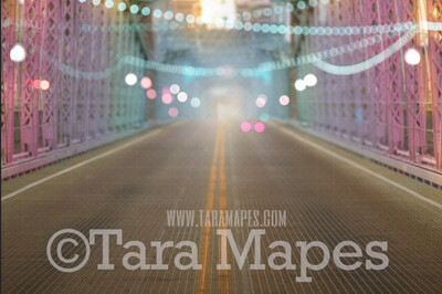 Bridge Digital Backdrop - Rainbow City Bridge with Bokeh Digital Background - JPG file - Bridge Overlay