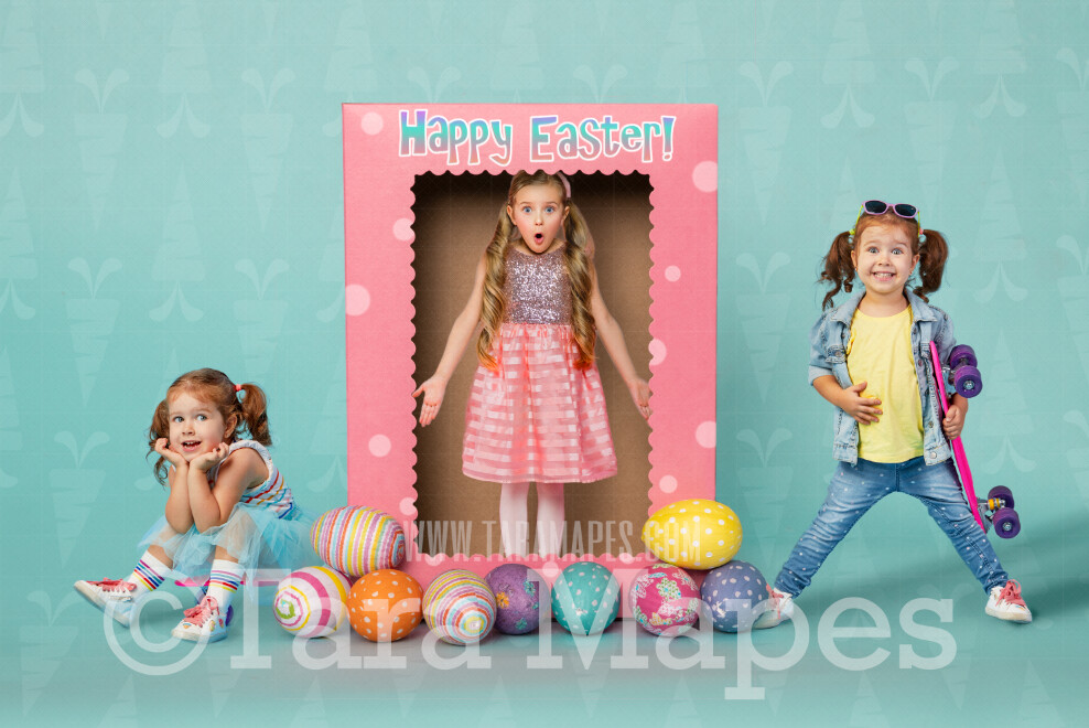 Easter Doll Box - Easter Digital Background - Easter Candy Box Digital Backdrop - Layered Photoshop File