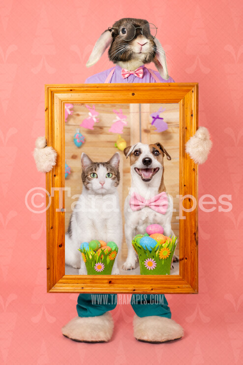 Easter Bunny Frame - Fine Art Easter Frame Backdrop - Fine Art Easter Bunny - Easter Bunny Holding a Frame - Fun Easter Digital - PNG file #EB6 - Photoshop Digital Background / Backdrop