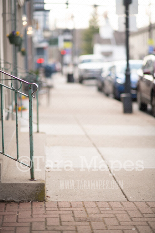 Stair Rail on City Street - Sidewalk with stairwell - Stairs - City Urban  Scene Digital Background by Tara Mapes