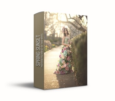 Spring Sunset Photoshop Action Set by Tara Mapes - Photoshop Action to Create Warm Hazy Spring and Summer Edits in Photoshop
