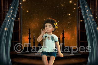 Eid Ramadan Window Overlooking Mosque - Eid Window - Ramadan Digital Background JPG file