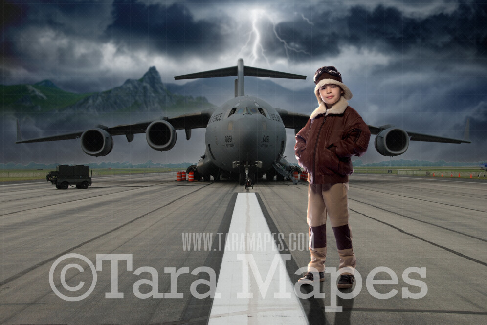 Airplane Airport Military Pilot Fighter Top Gun Jet Runway Digital Background Backdrop