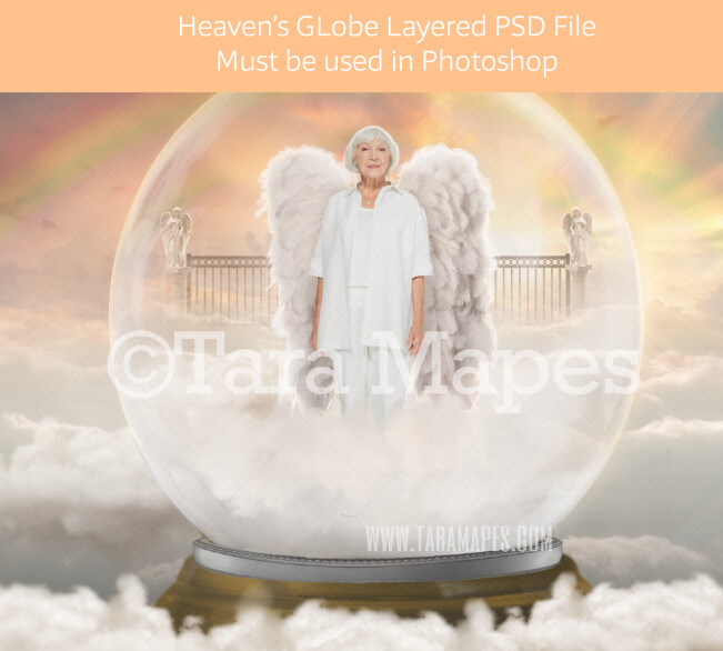 Heaven Globe Digital Background - Memorial Image for a Loved One Who has Passed - Dog Heaven - Cat Heaven - Pet Memorial - Rainbow -  Heaven Digital Background / Backdrop