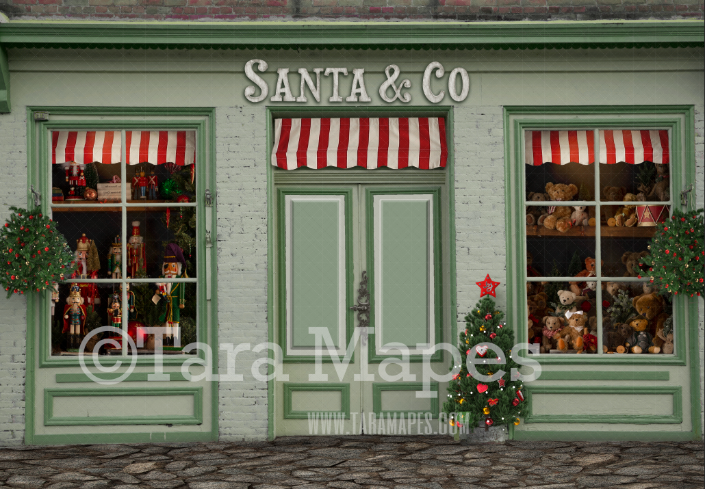 Christmas Shoppe in Christmas Town- Holiday Christmas Street - Christmas  Town Winter Wonderland - FREE SNOW OVERLAY included - Scene for Portraits  Digital Background