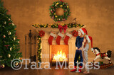 Christmas Fireplace Digital Backdrop -  Christmas Mantle Christmas Fireplace - Christmas Digital Background by Tara Mapes