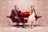 Valentine Digital Backdrop - Lip Shaped Couch on Pink Hearts Digital Backdrop - Valentine Sofa Lounge on Pink Backdrop - Couples - Engagement - Wedding Valentine Digital Background JPG