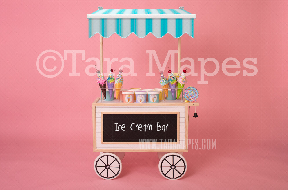 Ice Cream Cart Digital Background - Candy Cart Digital Backdrop - Striper Ice Cream Overlay - Digital Background / Backdrop
