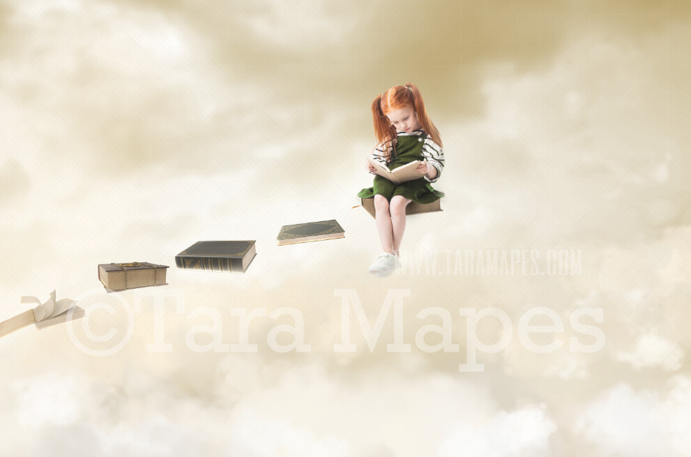 Floating Books- Book Stairs - Floating Books World Book Day - Digital Background / Backdrop