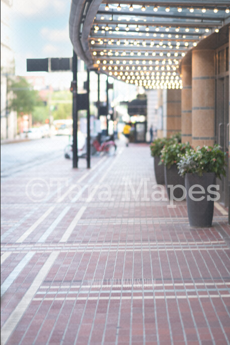 City Digital Background - Theater Marquee on City Street - City Street City Sidewalk in Urban Setting - City Digital Background by Tara Mapes