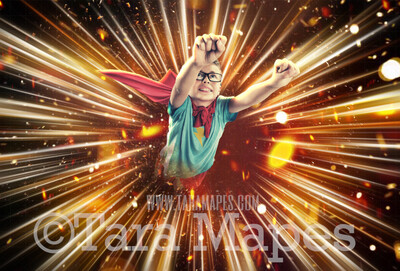 Superhero Explosion Digital Backdrop -  Fire Super Hero Explosion Scene for Digital Background Backdrop
