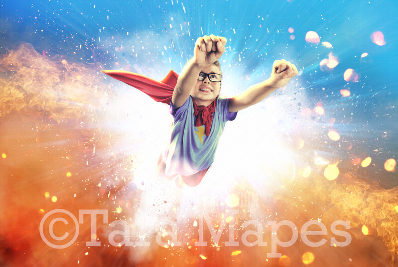 Superhero Explosion Background Hero Digital Background Backdrop