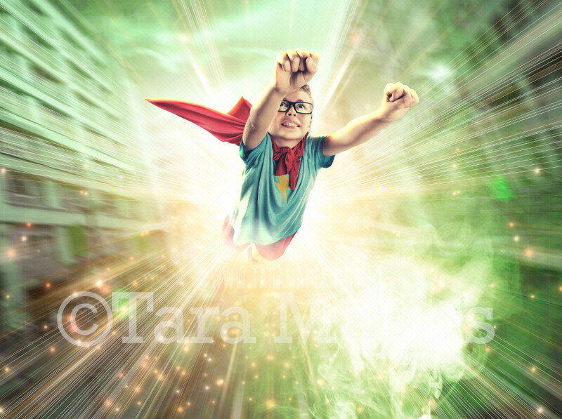 Superhero Digital Backdrop - Superhero Digital Background - Superhero Explosion Overlay