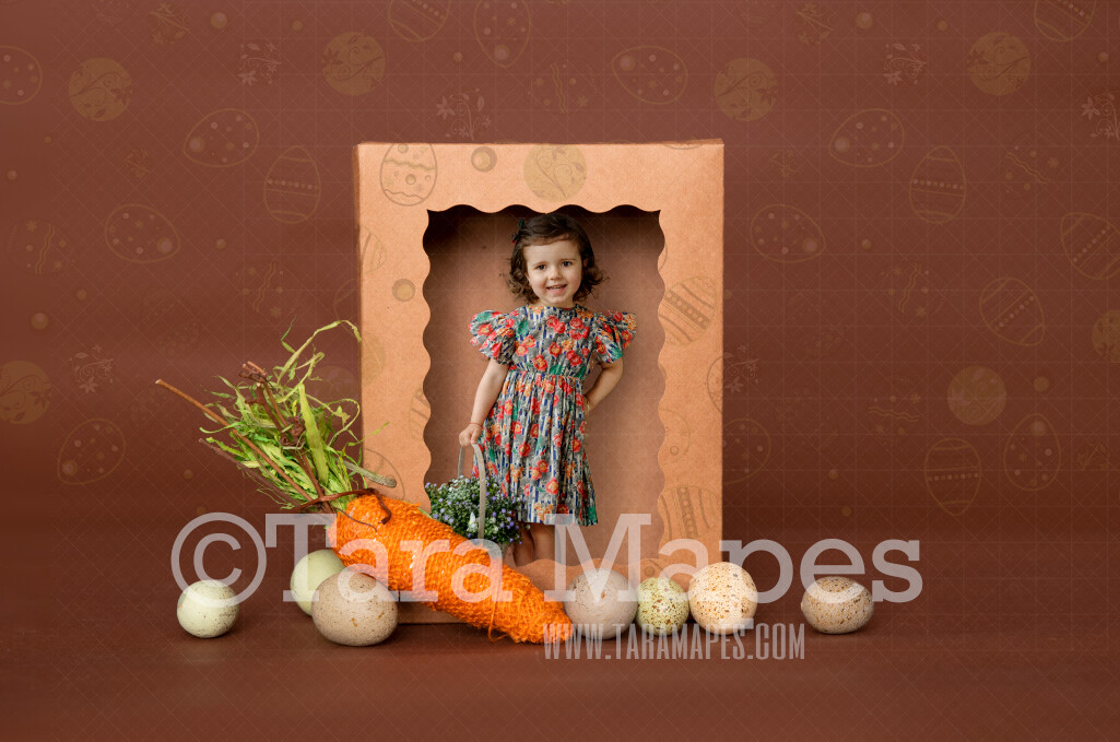 Rustic Easter Doll Box Digital Backdrop - Easter Doll Box Digital Backdrop - Natural Rustic Doll Box-  LAYERED PSD - Child Fun  Digital Background / Backdrop