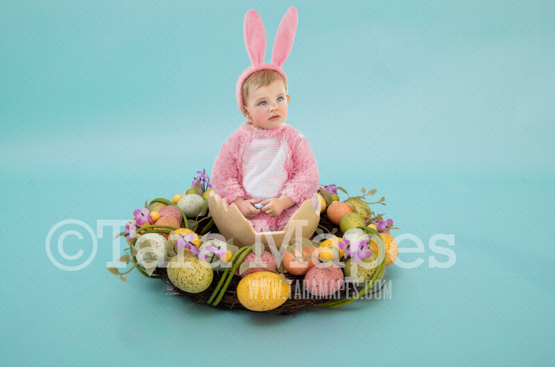 Newborn Easter Digital Backdrop - Easter Egg Wreath- Newborn Easter Egg Digital Background / Backdrop Layered PSD