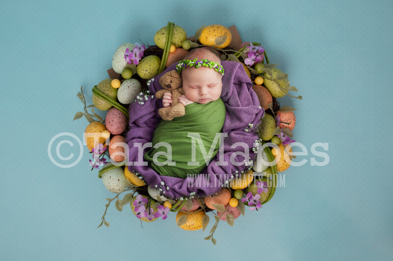 Newborn Easter Digital Backdrop - Easter Digital Backdrop - Easter Egg Wreath - Newborn Digital Background / Backdrop JPG