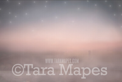 Magic Lake - Misty Lake Under Night Sky - Fantasy Lake Digital Background