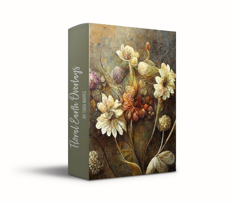 Painted Flowers - Floral Earth -  Floral Collection Fine Art Texture Overlays - 12 Digital Painted Floral Textures -  Photoshop Overlays by Tara Mapes