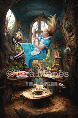 Alice Digital Backdrop - Wonderland House - Wonderland Room - Rabbit Hole - JPG File - Wonderland Digital Background