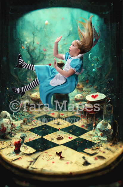 Alice Digital Backdrop - Wonderland Room - Rabbit Hole - JPG File - Wonderland Digital Background