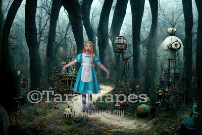 Alice Digital Backdrop - Wonderland Forest - Wonderland Enchanted Forest - JPG File - Wonderland Digital Background