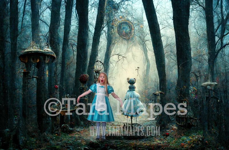Alice Digital Backdrop - Wonderland Forest - Wonderland Enchanted Forest - JPG File - Wonderland Digital Background