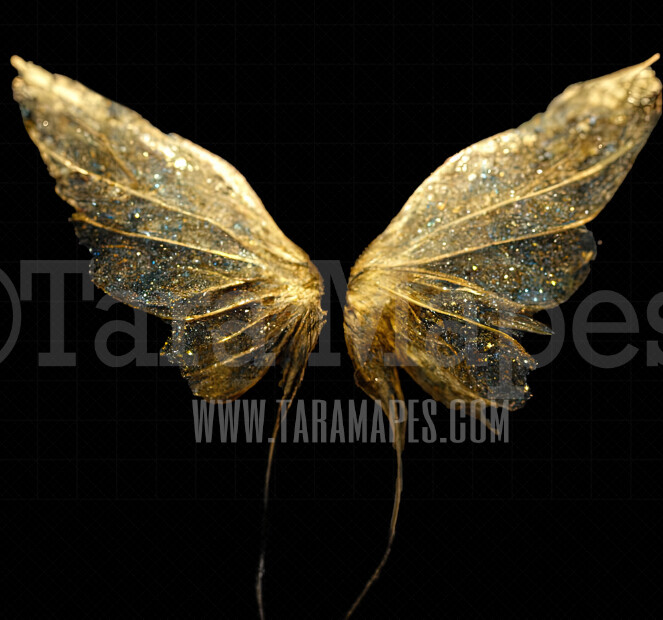 Fairy Wing Overlay - Fairy Wing Overlay - Gold Digital Wings - Glitter Sparkles Fairy Wing - AI Digital Fairy Wings