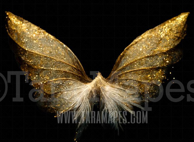 Fairy Wing Overlay - Fairy Wing Overlay - Gold Digital Wings - Glitter Sparkles Fairy Wing - Digital Fairy Wings