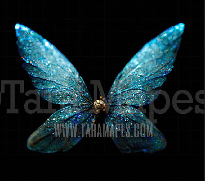 Fairy Wing Overlay - Fairy Wing Overlay - Blue Digital Wings - Glitter Sparkles Fairy Wing - AI Digital Fairy Wings