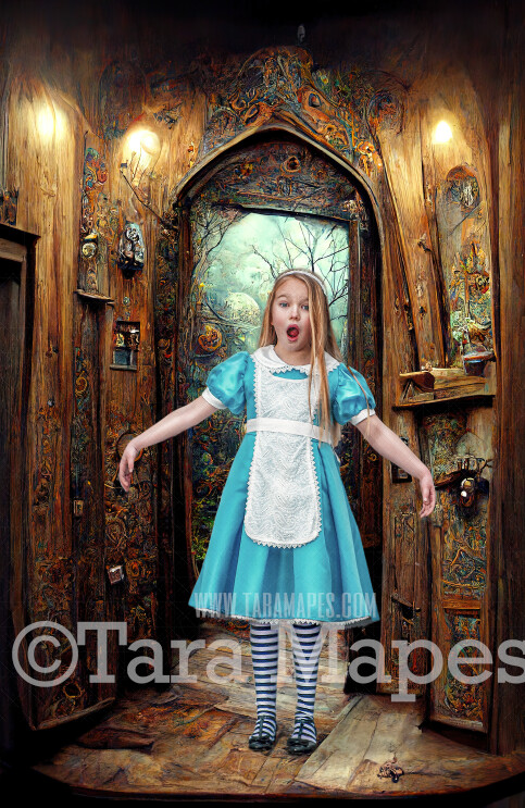 Alice Digital Backdrop - Wonderland Door - Wonderland Room - Rabbit Hole - JPG File - Wonderland Digital Background