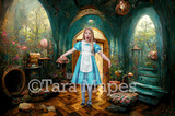 Alice Digital Backdrop - Wonderland Door - Wonderland Enchanted Room - JPG File - Wonderland Digital Background