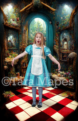 Alice Digital Backdrop - Wonderland Door - Wonderland Room - Rabbit Hole - JPG File - Wonderland Digital Background