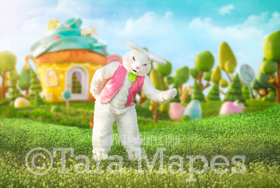 Easter Bunny in Easter Egg Land - Easter Bunny Digital - Fun Easter Digital - JPG file - Photoshop Digital Background / Backdrop