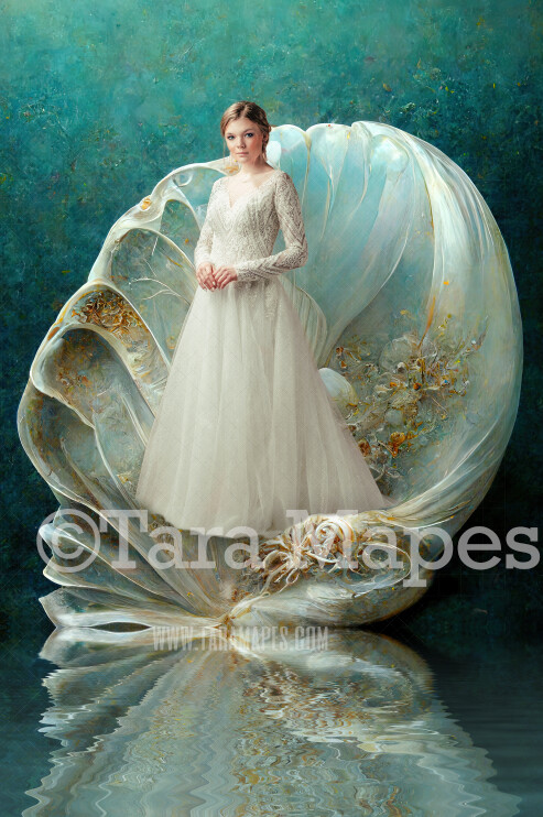 Clam Shell Digital Backdrop - Shell Digital Backdrop - Wedding, Newborn, Maternity, Mermaid -  Digital Background Backdrop